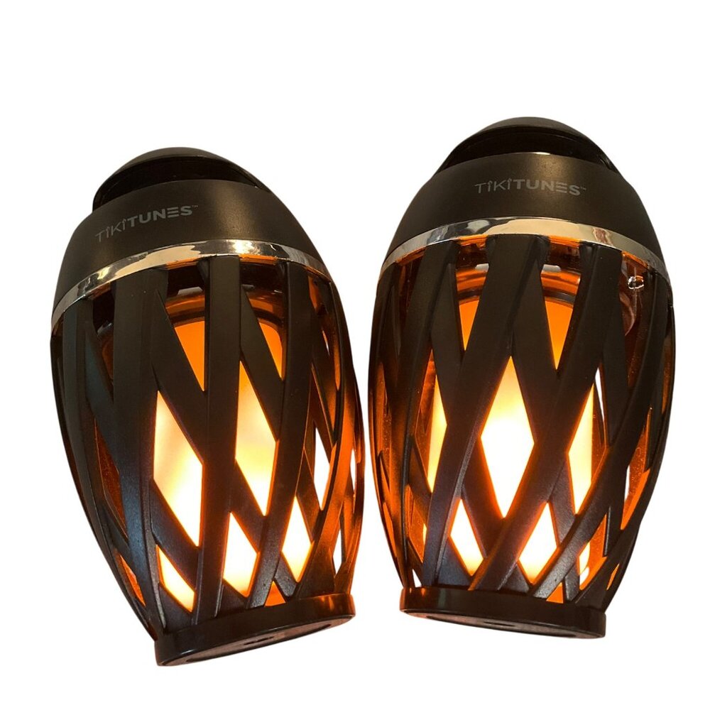 Tikitunes Wireless Bluetooth Outdoor/Indoor Speaker Pair LED Flickering Ambiance